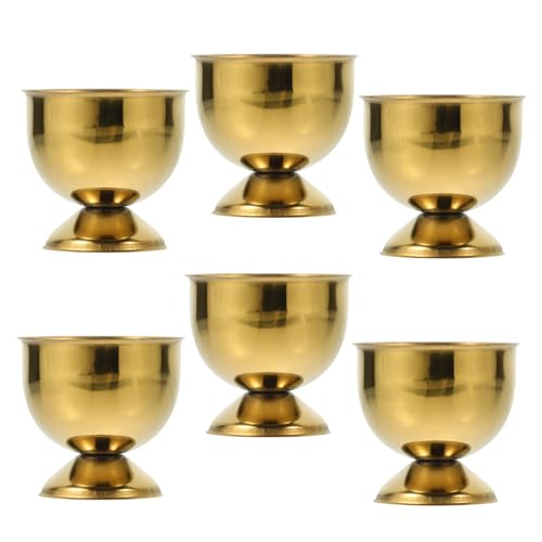 BRIGHTFUFU 6pcs Egg Tray Boiled Eggs Shell Cup Mini Shot Glasses Soporte Kitchen Gadget Egg Holder for Refrigerator Cocktail Cup Kitchen Cups Candy Containers Wine Yolk Stainless Steel Golden
