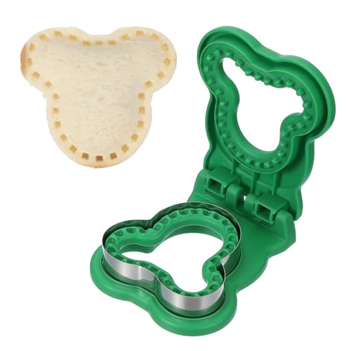 sourcing map Cortador de sándwiches sin corteza, con forma de oso, sellador de prensa de pan, cortador de galletas y sellador para bricolaje, desayuno, almuerzo, té de la tarde (verde)