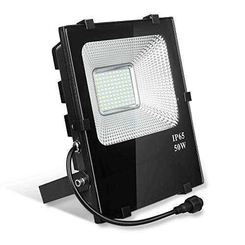 Foco LED para obras 2x60W, T-SUN 6000K blanco frío, portátil foco de trabajo con enchufe, cable de 4 m, lámpara IP66 para taller, camping, garaje