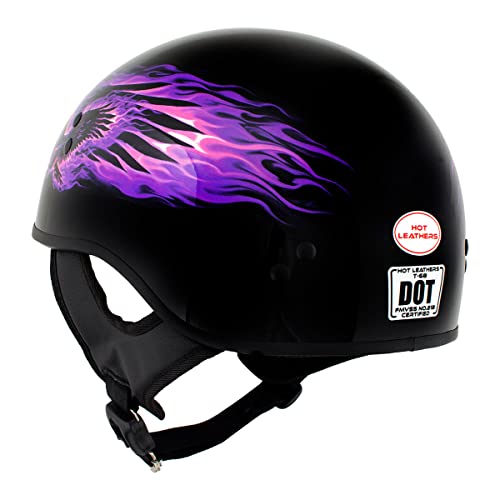 Hot Leathers Hld1007 'Black Out Eagle' Gloss Black Motorcycle Dot Skull Cap Half Helmet For Men And Women Biker - Large #TOP4