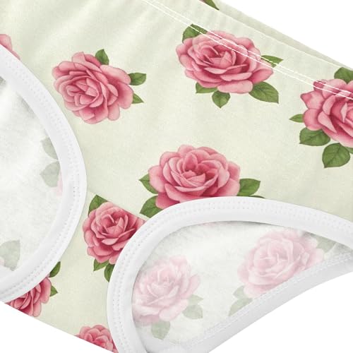 Vintage Floral Pink Flowers Beige Girls Underwear Toddlers 2t Cotton Girl Panties Cute Designer Briefs Undies Kids4