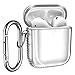 Produktbild ATUMTEK AirPods Case, Einteilige Kristallklare Schutzhülle Kompatibel mit Apple AirPods 1/2 Kabellose Ladeschale mit Karabiner/Schlüsselanhänger [Stoßfest] [Front LED Sichtbar] - Durchsichtig