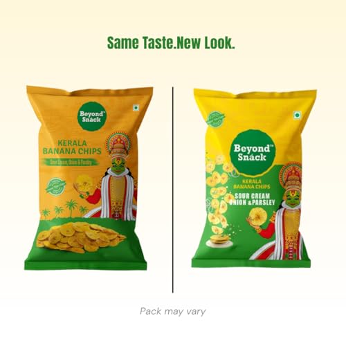 Image of Beyond Snack Nendran Kerala Banana Chips | Sour Cream Onion Parsley | Thin Crunchy Crispy Snack |300g (100g*3packs) (Pack of 3)