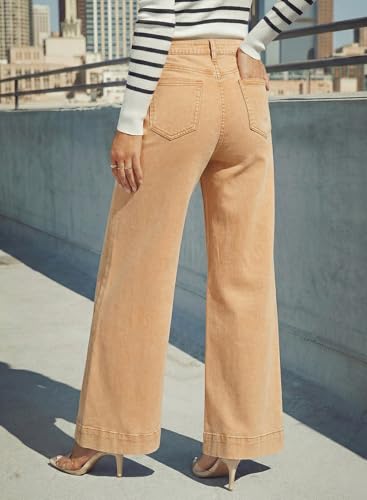 Image of Dokotoo Women's Casual High Waisted Jeans Stretch Wide Leg Loose Denim Pant