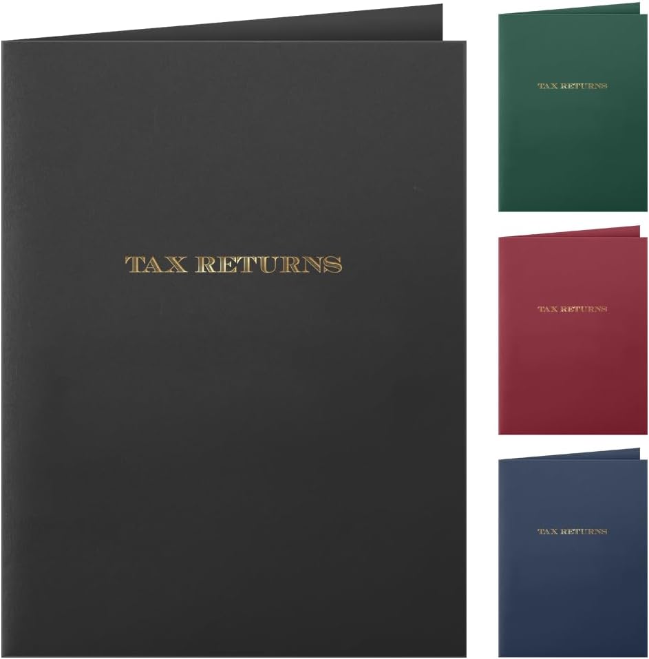 The Gallery Collection, 25 Count, Black, Tax Return Pocket Folders, Gold Foil Stamped, for Tax Professionals (9 x 12)