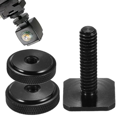 Camera Hot Shoe Mount Adapter, Double Screw 1/4
