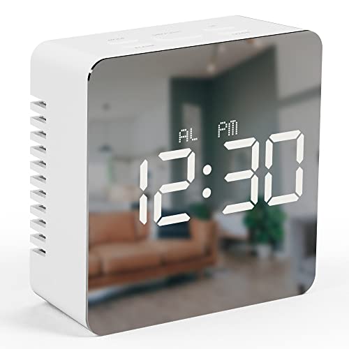 Mooas Led Digital Mirror Clock 2 Types, Alarm/Snooze, Temperature, Led Mirror Clock (Square) #TOP9