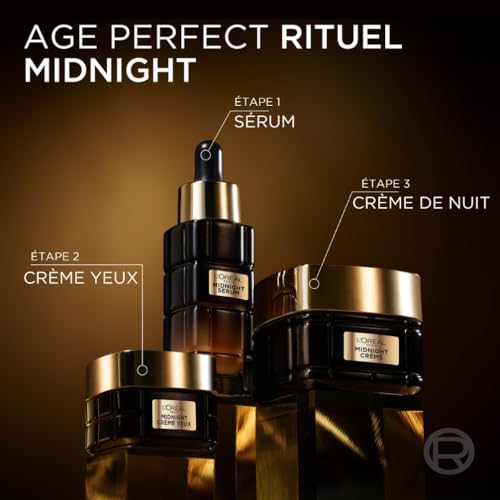 L’Oréal Paris – Midnight Sérum Age Perfect Renaissance Cellulaire - Soin Visage Anti-Rides, Fermeté, Éclat – Au Complexe Antioxydant Protecteur - Tous Types de Peaux – 30 ml