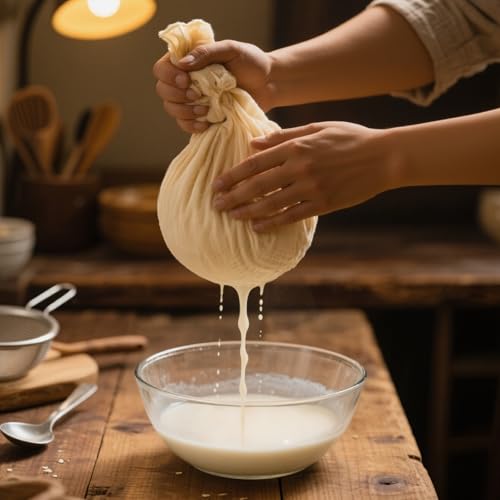 Nut Milk Bags, All Natural Cheesecloth Bags, 12"x12", 2 Pack, 100% Unbleached Cotton Cloth Bags for Tea/Yogurt/Juice/Wine/Soup/Herbs, Durable Washable Reusable Almond Milk Strainer(WEAVE 65x52)