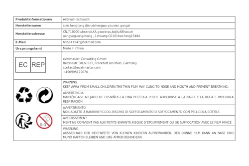 Qianly Mangueira de Aerógrafo de 5,9 Pés com Encaixe de 1/8'' para Vários Kits de Aerógrafo