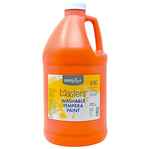 Handy Art Little Masters Washable Tempera Paint, Orange, Half Gallon 64 oz