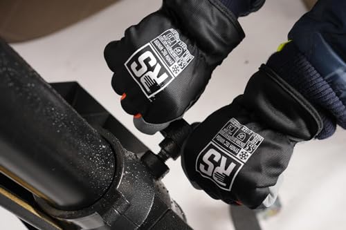 RS Synth TEC Winter Isolierter Montagehandschuhe Kunstlederhandschuhe/Größe 08, 12 Paar/Schwarz Grau/Arbeitshandschuhe Lederhandschuhe Schutzhandschuhe/Fertig mit Einer Manschette