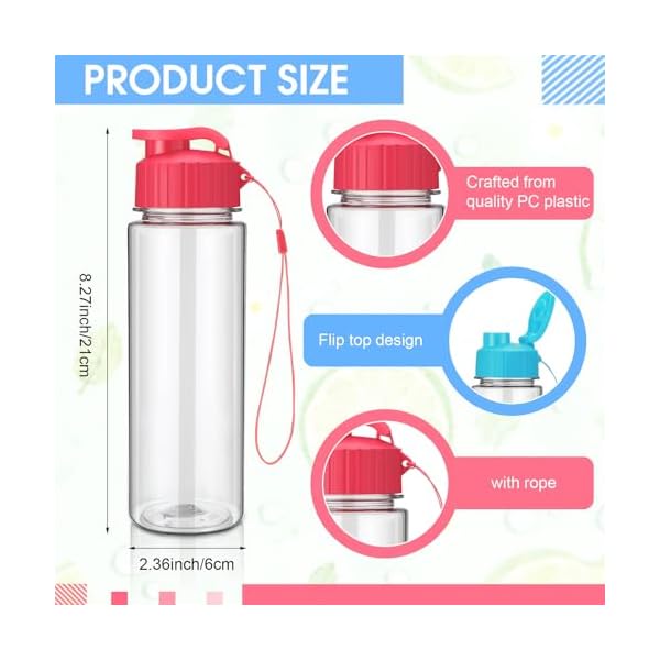 Mifoci 60 Pieces Water Bottle Bulk Plastic Water Bottles Bulk 17 oz Sport Drink Bottles with Handle Strap Leakproof Reusable Leak Proof Travel Bottles for School Fitness Gym - Image 4