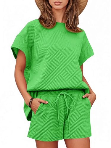 Tankaneo Womens Loungewear Set Short Sleeve Tops and Shorts 2 Piece Outfits Matching Lounge Pajama Set with Pockets