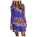 Zldhxyf Pulloverkleid Weihnachten Damen Frauen Christmas Gedruckt Langarm Tunika Festliches Longshirt Weihnachten Sweatshirt Pullover Kleid Weihnachtskleid Slim Fit Minikleid Bodycom Kleid