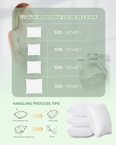 Yettbea 18x18 Throw Pillow Insert Set of 4,Indoor Decorative Pillow for Couch, Sofa, Bed, Cushion and Sham with Premium Down Alternative Filled, White - Thumbnail 5