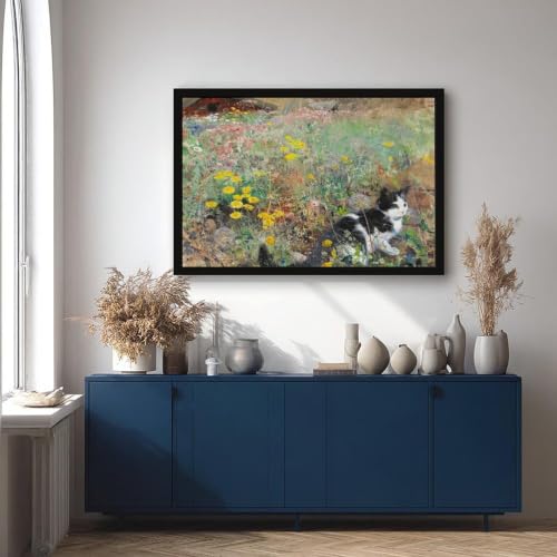 Impression sur toile chat champêtre pour déco murale de bureau