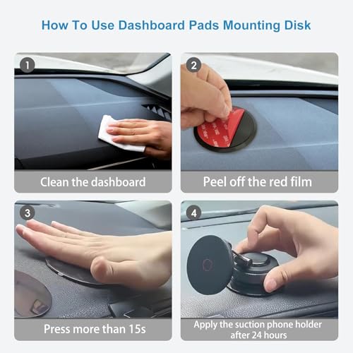 Image of RIGGEAR Dashboard Pad Mounting Disk for Suction Cup Phone Mount, 2Pcs Ultra Sticky Heat-Resistant Replacement Disc for Car Dashboard, Vacuum Suction Phone Holder Spare Stick Pad for Mount (2 Pack)