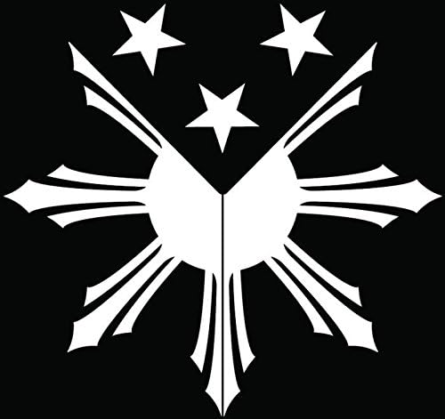 Filipino Sun Stars Philippine Flag Car Truck Window Bumper Vinyl Graphic Decal Sticker- (6 inch) / (15 cm) Wide MATTE WHITE Color