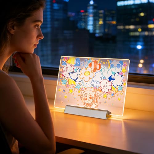 Pizarra de notas LED infantil para hacer garabatos y colorear en la mesa de noche 2