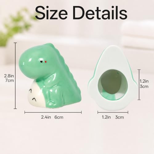 Image of ZUNON Toilet Bolt Caps, Decorative Toilet Bolt Covers, Ceramic Cute Dinosaur Covers Toilet Bolts Bathroom Decor Easy Installation Set of 2 (Green Dinosaur 2PCS)