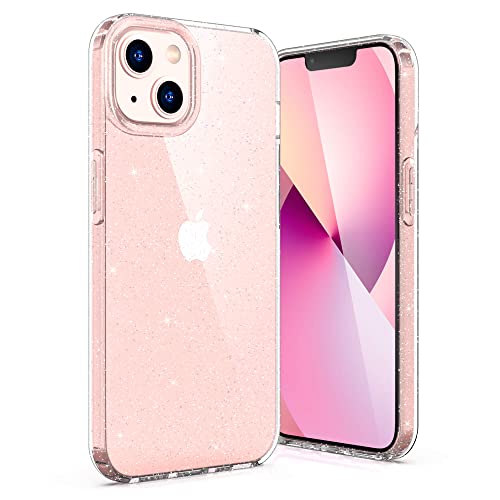 ULAK Glitzer Hülle Kompatibel mit iPhone 13, Durchsichtige Schutzhülle Hard TPU Bumper Handyhülle Stoßfest Phone Case für Apple iPhone 13 6,1 Zoll - Glitzer Durchsichtige Cover