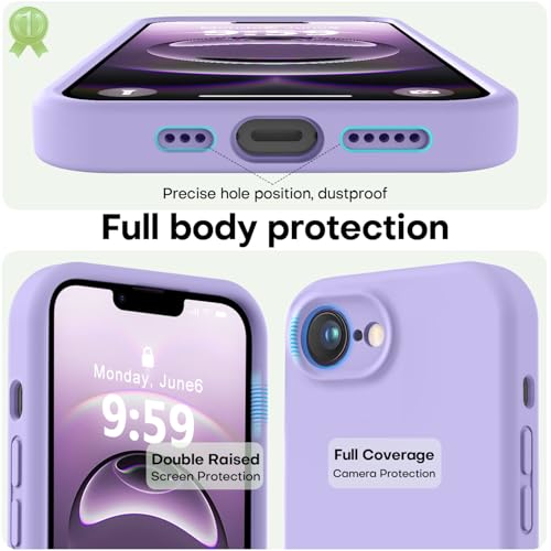 Image of LOVE 3000 Designed for iPhone 16e /17e Case, Premium Silicone with [Soft Anti-Scratch Microfiber Lining] Shockproof Protective Phone Case for Men Women Girls 6.1 inch, Light Purple