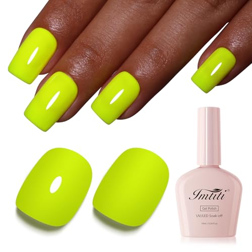Imtiti 10ml Neon Yellow Gel Nail Polish, Yellow UV Gel Polish for Nail Art Soak off UV Led Salon DIY at Home Gift for Women 1PCS