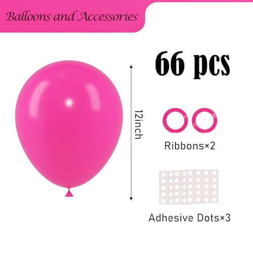 Image of Voircoloria Hot Pink Balloons, 66pack 12inch Dark Pink Latex Party Balloons for Wedding, Birthday, Graduation, Bridal Shower, Baby Shower, Gender Reveal, Anniversary, Anniversary Party Decorations