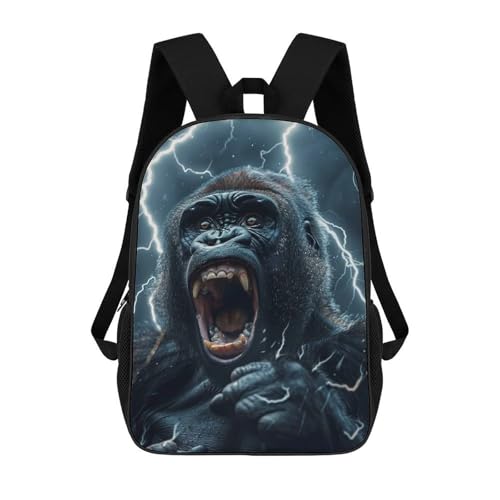 Grand sac à dos 17 pouces enfants et femmes avec imprimé gorille 3D