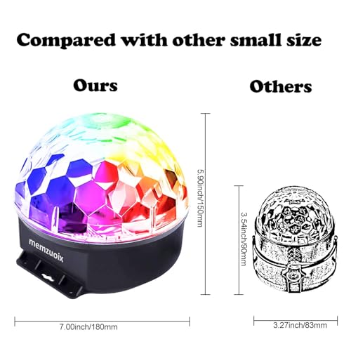 Image of memzuoix 2025 Upgrade Disco Ball Party Lights Dj Strobe Light with 6 Colors, Sound Activated Big-Size Magic Stage Party Light with Remote Control, Halloween Decorations Bar Home Club (7'' Big Size)