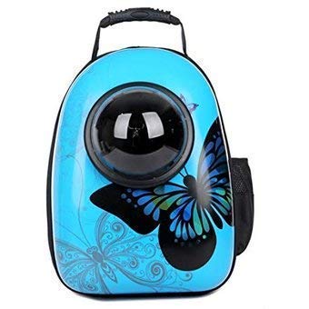 PSK PET MART Portable Multi Air Vents Waterproof Light-Weight Gleaming Butterfly Print Travel Bag Cum Carrier Space Astronaut Capsule Backpack for Pet Dogs
