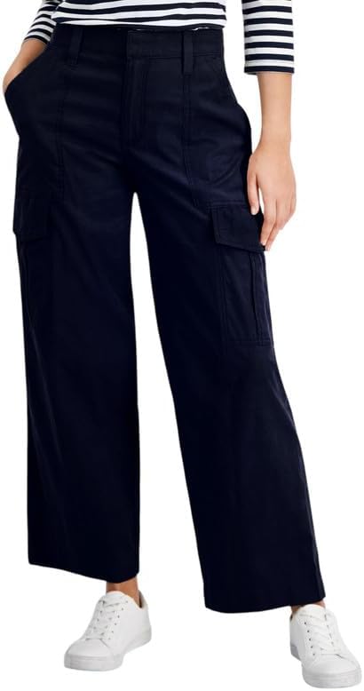 Tommy Hilfiger Women's Solid Modern Wide-Leg Cargo Pants (Sky Captain, 16)