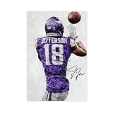 FONUHUOLIAN Sports Star Poster Justin Jefferson Canvas Poster Wall Art for Home Bedroom Office Dorm Room Decor Gift Unframed Print 12" L X 18" W