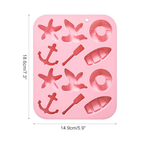 Molde de silicona para chocolate tema marino 2 piezas miniatura 4