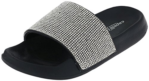 Capelli New York Meninas Pele Sinta Imitação Lovestruck Fashion Slide, Black Stone, 10-11