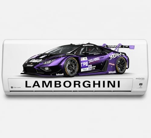 Image of Sports Car AC Wall Sticker for Split Air Conditioner | Decorative Vinyl Decal for Home, Bedroom, Office & Gaming Room | Stylish Racing Car Design | Size 30 x 60 cm (Purple)
