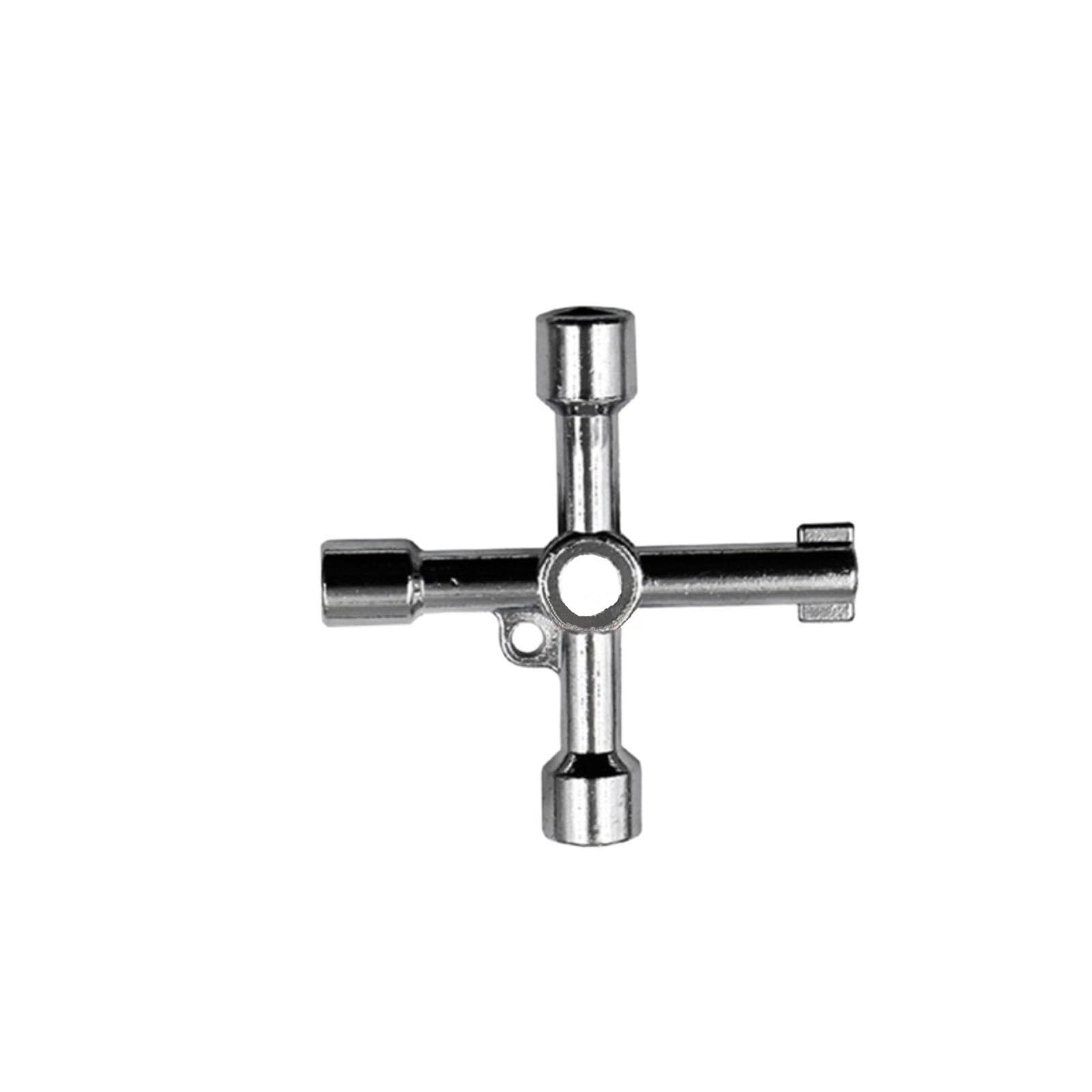 Lajhdcg Circular Hole Multifunction Electrician Plumber Utility Cross Switch Wrench Universal Square Triangle Key For Gas Train Bleed Radiator(4 In 1)(Circular Hole)