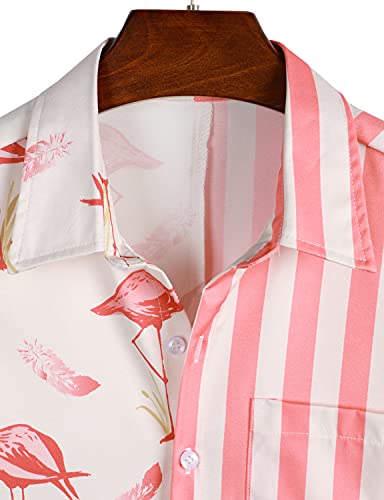 VATPAVE Mens Hawaiian Flamingo Shirts Casual Tropical Short Sleeve Button Down Shirt Summer Beach Shirts3