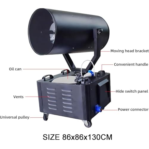 Máquina de nieve de cabeza giratoria 360°, generador vertical de copos de nieve de 3000 W para escenario, alcance de chorro de 10-15 m y área de cobertura de 150 m2, con protección contra fugas, ideal para Navidad, carnavales y presentaciones en vivo miniatura 5