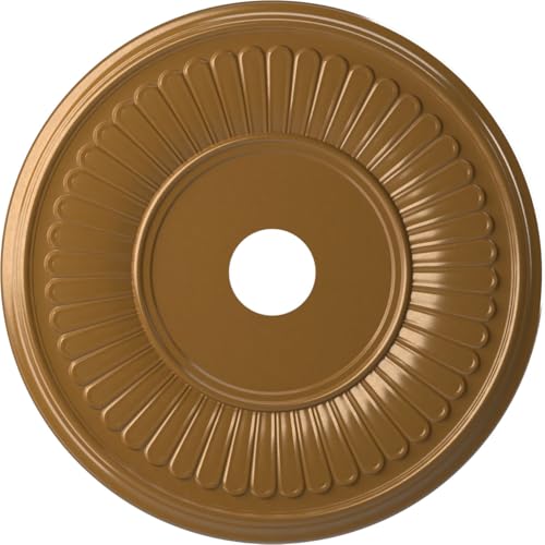 Image of Ekena Millwork CMP22BEDVG Berkshire Thermoformed PVC Ceiling Medallion (Fits Canopies up to 10 1 /8 inch), 22 inchOD x 3 1 /2 inchID x 1 inchP, Universal Aged Metallic Vintage Gold