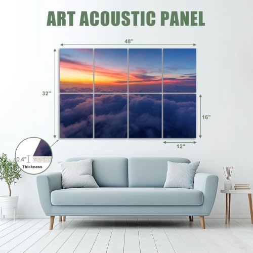Paneles acústicos decorativos autoadhesivos 8 piezas 48"x32" absorción de sonido diseño puesta de sol miniatura 2