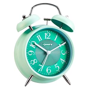 4 Loud Alarm Twin Bell Alarm Clock Night Light Desk Clock Table Alarm Clock Bedroom Alarm ClockGreenery