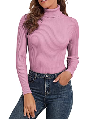 Image of PrettyGuide Women's Ribbed Turtleneck Long Sleeve Sweater Tops