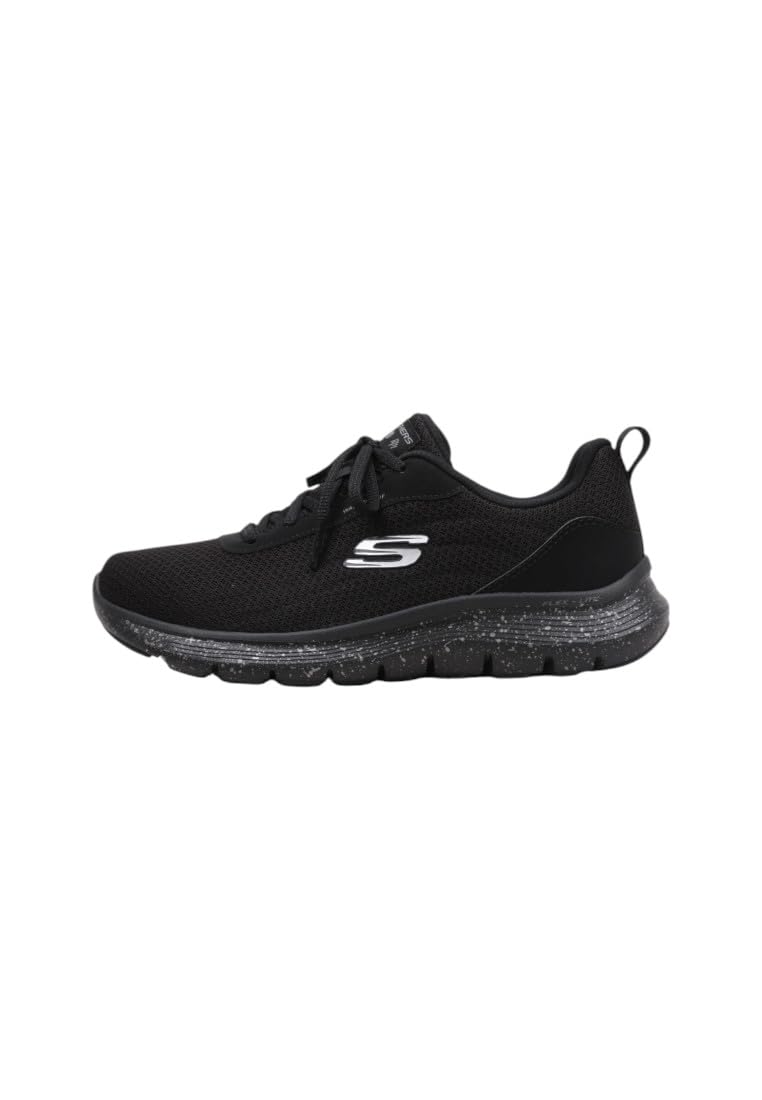 Skechers Women's Flex Appeal 5.0 Fresh Trek Sneaker, Black Mesh/Trim, 5.5 UK