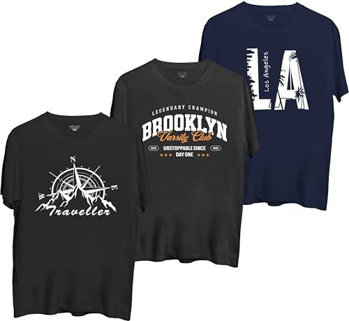 Image of West Gate Clothing Plus Size Cotton T-Shirt for Men | XL, 2XL, 3XL, 4XL, 5XL | Black, Red, White, Blue, Grey Melange | Mens Combo