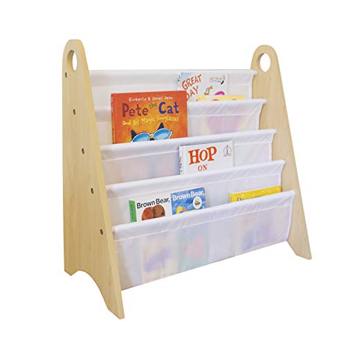Wildkin Kids Modern Sling Bookshelf for Boys and Girls, Wooden Design Features Two