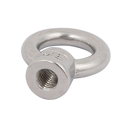 Image of uxcell Lifting Eye Nut M8 Female Thread 39mm Height 304 Stainless Steel Round Shape for Rope Fitting Pack of 2