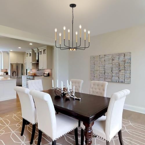 Lustre moderno preto e dourado, luminária de metal com 6 luzes para sala de jantar, luminária E12 pa