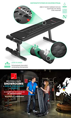 Sportstech innovatieve 30in1-halterbank met handgreep, BRT100 vlakke bank met uniek ontwerp van Eva-stoffering, opvouwbare fitnessbank, intelligent vouwsysteem, buiktrainer, antislippoten - Image 6